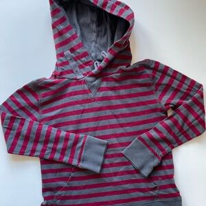 Crewcuts Striped Gray and Red Hooded Pullover Shirt Boys Size 6/7
